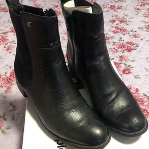 Black leather ankle boots
